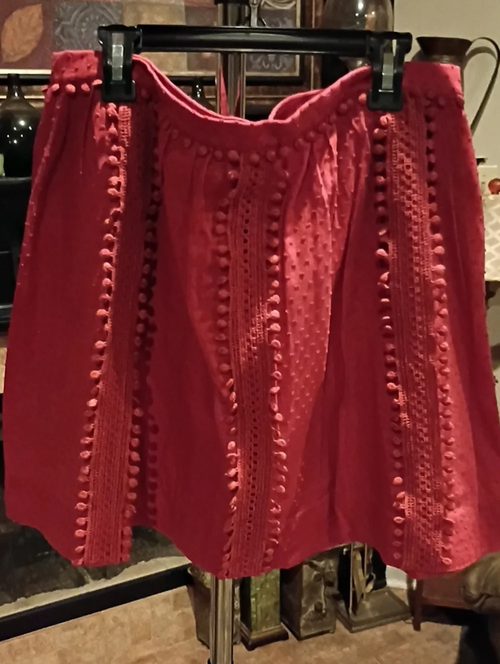 J. Crew Rust Pom-Pom Lace Skirt